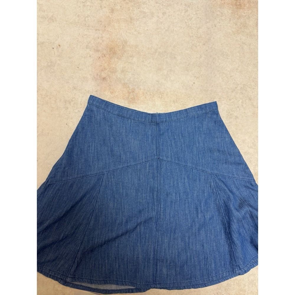 Madewell Linen Blend Blue Denim Jean Skirt Size 0 Zip Closure A-line Zipper - Picture 6 of 13